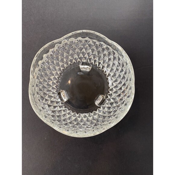 Indiana Glass Bowl Candy Dish Crystal Diamond Point, Footed (3) Vintage Pristine - Picture 5 of 10